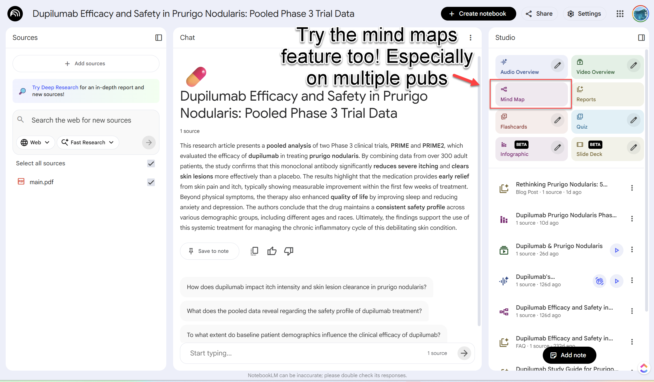 Try mind maps in NotebookLM How to create an infographic in NotebookLM